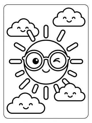 Desenho de Cool Little Sun with Shades para colorir e imprimir grátis