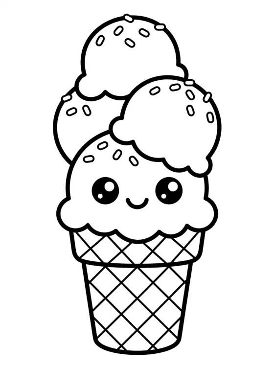Desenho de Cute Ice Cream Cone para colorir e imprimir grátis