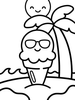 Desenho de Cute Ice Cream at the Beach para colorir e imprimir grátis