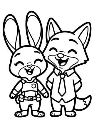 Desenho de Judy Hopps and Nick Wilde Buddies para colorir e imprimir grátis